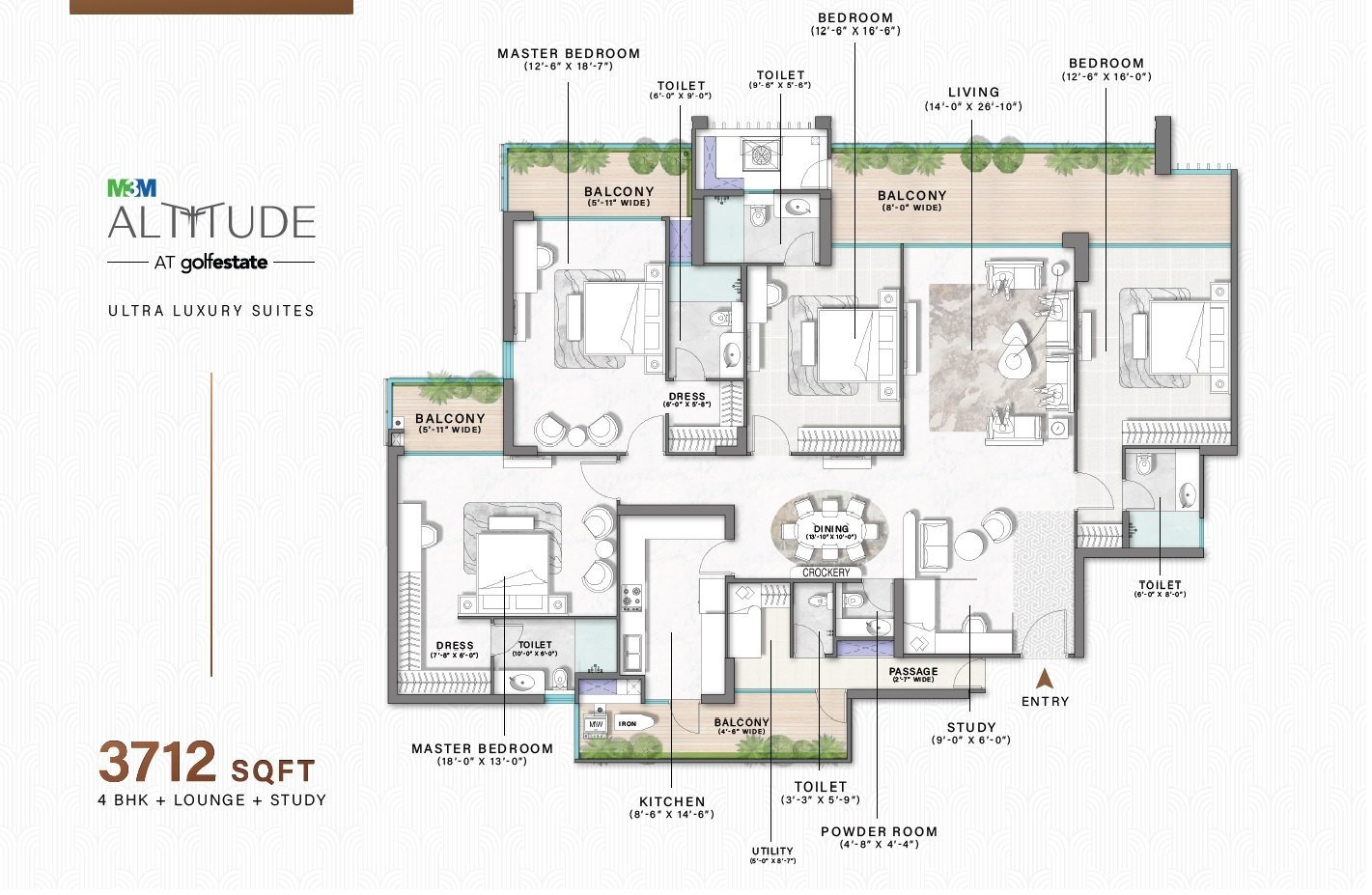 4BHK + Lounge + Study